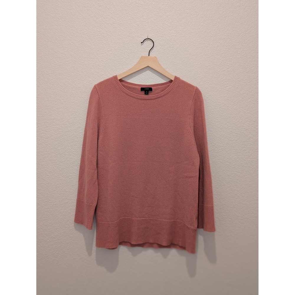 J.Crew Wool Cashmere Blend Crewneck Sweater Pink 3/4 Sleeve Small